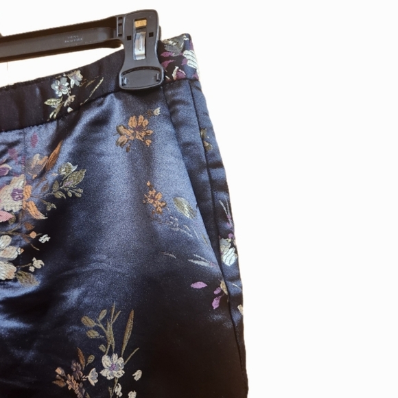 Zara Jacquard Black Floral Straight Leg Suit Pants - Picture 4 of 7